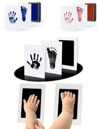 2件套婴儿手脚印纪念套装 - 新生儿专用印泥，男女宝宝DIY婴儿派对礼物套装