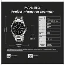Casio MTP-1384D Business Quartz Men's Watch 41mm All-Stainless Steel Band 100M Waterproof Date & Week Display Men's Wristwatch - one-size - View 7