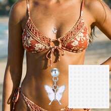 1 set de 1 pieza de joyería corporal falsa sin perforación tipo dermal para mujeres, pegatinas para el pecho y 1 hoja de pegatinas - Plateado - Ver 14