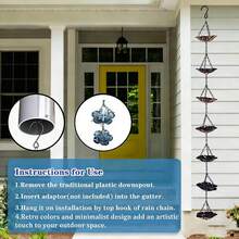 1pc Flower Shaped Rain Chain, Minimalist Retro Iron Art Eaves Drainage Chain, Comfortable Dripping Sound, Suitable For All Seasons - Flower Rain Chain - View 3