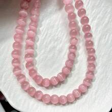 4-10mm Natural Pink Cat's Eye Beads, DIY Handmade Materials, Cat's Eye Effect, Attract Love, Mixed Sizes, Jewelry Making Accessories - Multicolor - View 11