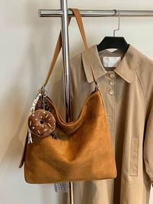 [Túi xách tay kiểu cổ điển đã qua xử lý - Túi đeo vai với phụ kiện kim loại mài mòn dành cho phụ nữ trung niên, nhiều ngăn, chống thấm nước, màu nâu caramel, phong cách tối giản, phù hợp cho đi làm, đi học, đi mua sắm, mọi mùa] - màu nâu - Xem 5
