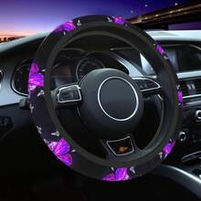 1pc Butterfly Print Car Steering Wheel Cover, Waterproof, Fits 14.5-15 Inch Steering Wheel, Protective Cover For All Seasons - Multicolor - View 16