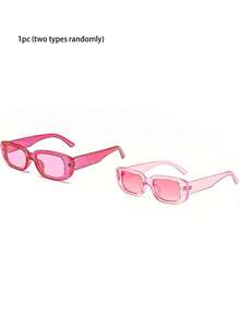 6副/2副/1副Y2K时尚方形镜框眼镜，男女通用，百搭方形镜框眼镜，适合海滩和夏季佩戴，时尚粉色椭圆形小镜框眼镜，适合海滩、派对、摄影和日常佩戴 - 粉色 - 查看 12