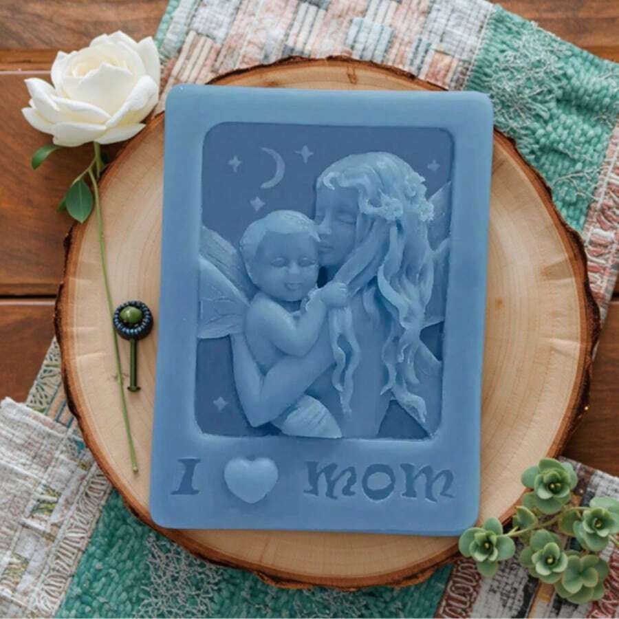 母亲节礼物，1件装“我爱妈妈”造型硅胶模具，可用于制作蜡烛、石膏、黏土、肥皂树脂等，手工制作艺术品，易于脱模，可重复使用 - 粉紅色-我愛媽媽 - 查看 1