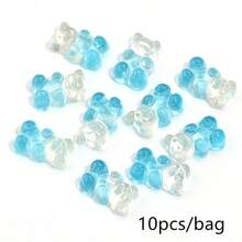 10 piezas de colgantes de osos de caramelo para hacer collares, pulseras, pendientes y joyería. Accesorios de resina de osos para manualidades navideñas - oso brillo - Ver 7