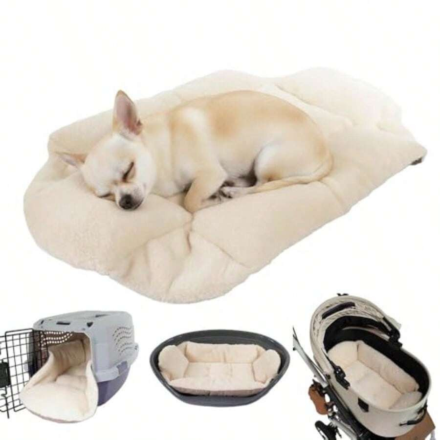 Helen's Pet Bed Multi-Fit Dog Crate Cushion Extra Small Label: S JP Size - Washable Reversible Crate Bed Pad Soft Cushion For Wire Plastic Hard-Sided Crates Carriers Strollers - Single-sided Faux Fur - View 1