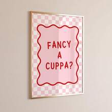 1件無框時尚「A Cuppa Tea?」粉色溫馨廚房牆面藝術，英式茶飲金句，時尚咖啡愛好者海報，復古排版印刷，復古趣味牆面藝術，復古時尚客廳海報 - 粉紅色字體 - 查看 6