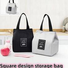 1pc/2pcs Large Capacity Insulated Lunch Bag, Oxford Cloth Picnic Bag, Square Insulated Lunch Tote Handbag. Thick Reusable Food Storage Container With Utensil Pouch, Portable Lunch Box Bag For Work, Camping, Travel, Office, School And Beach. - Multicolor - View 8