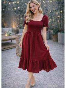 VESTIDO LARGO TIPO CAMPESINO CON MANGA MOD. ALY - Red Plum - Ver 1