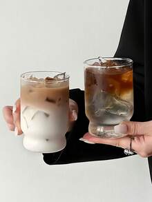 1个复古美式冰咖啡杯，ins风简约耐热玻璃杯，牛奶杯，饮料果汁杯 - 彩色 - 查看 3