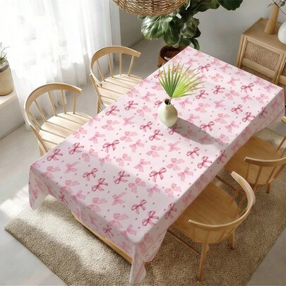 1件浪漫蝴蝶印花桌布，甜美少女风餐桌布，尺寸：55.12*86.61英寸（140*220厘米）/55.12*70.87英寸（140*180厘米）/55.12*55.12英寸（140*140米）/35.43*55.12英寸（90*140米），涤纶面料，防水防污，适用于野餐、露营、派对、自助餐、家居装饰、餐桌装饰