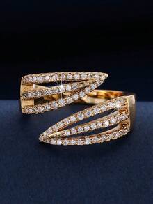 1pc Niche Design Devil's Claw Rhinestone Ring, Luxury Open Adjustable Ring, Elegant Commuting Versatile Accessory - Open Ring - View 4