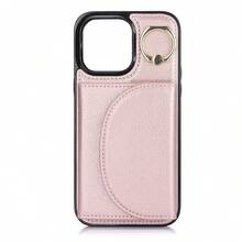 AWQUER PU Faux Leather Wallet Case Suitable For IPhone 17 Air 17E 16E 16 15 14 13 12 11 Pro X XS Max XR 8 7 Plus SE 5G 2022 2020 SE3 SE2 Kickstand Card Slots Mobile Phone Bag Cover With Finger Ring Holder - Rose Gold - View 27