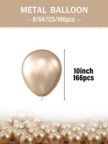 这款香槟金色金属气球拱门活动套装包含 18/12/10/5 英寸香槟金色金属气球，共计 8/64/125/166 个，适用于生日主题/婴儿派对/婚礼/新娘派对/周年纪念/毕业季（含丝带和打结器）。 - 查看 6