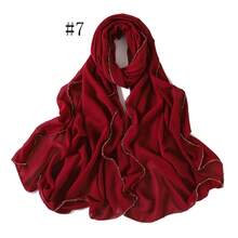 1pc Women's Chiffon Metal Chain Edged Long Scarf Hijab - Multicolor - View 24