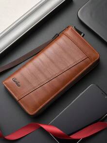 新款男士长款钱包，大容量多卡位拉链钱包，多功能高端优雅设计，1件装 - 彩色 - 查看 7