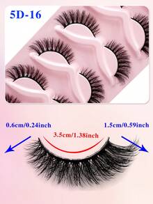 ENCHUW 5 pares de pestañas postizas de ojo de gato, pestañas falsas de visón 3D rizadas y esponjosas, aspecto natural y dramático, con extremos desordenados, banda suave de estilo de dibujos animados - Negro - Ver 2