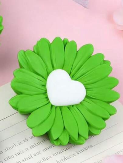 1pc Heart-Shaped Chrysanthemum Silicone Candle Mold, DIY Floral Scented Candle Plaster Home Decor Mold