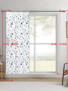 1 buah Tirai Tipis Bordir, Motif Bunga, Dengan Kantong untuk Batang Tirai, Penghalang Sinar UV, Bernapas, Kain Poliester, Tanpa Lapisan, Cocok Untuk Ruang Tamu, Kamar Tidur, Ruang Makan - Biru - View 24