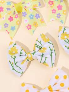 10 buc arcuri florale pentru păr pentru fete, agrafe de păr colorate cu imprimeu floral, cleme galbene cu buline, agrafe de păr drăguțe, stil dulce, pentru vacanța de primăvară și purtarea zilnică casual, coafură în stil natural, accesorii de păr pentru adolescenți - Multicolor - Vizualizare 3