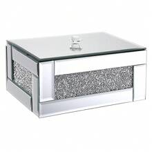 Hipiwe Glass Mirrored Jewelry Box With Crushed Diamond Decor, Trinket Organizer Box Luxury Rings Earrings Necklace Storage Keepsake Box Treasure Chest Case, Silver Large Size - Bạc - Xem 1