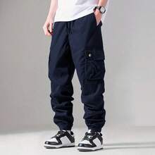 Shendy Vendy Pantalones Jogger Con Puños Y Cintura Elástica Con Cordón Y Bolsillos Inclinados Sueltos Para Hombre - Azul Cadete - Ver 8