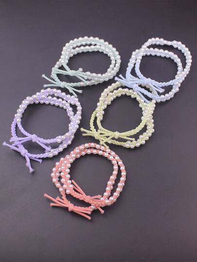 10pcs/Set 5 Colors Casual Bow Scrunchies, Handmade Elastic Hair Ties, Versatile Rubber Hair Bands For All Seasons, Suitable For Boba Tea, Coffee Colors And Solid Colors Ponytail Holders Hair Rubber Bands Hair Rope,Summer,Holiday,Travel
