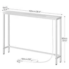 Slim Console Table With Charging Station, Hallway Table With USB Ports And Power Outlets, 100 Cm Long, Narrow Sofa/Behind Couch Table For Entryway, Small Spaces - UK Plug(220-240V) - View 5