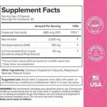 Vitaminas para el equilibrio hormonal y el apoyo del ciclo por FLO: Suplemento para mujeres con mio-inositol y D-chiro-inositol (relación 40:1), DIM y ácido fólico - 1 botella - Ver 9