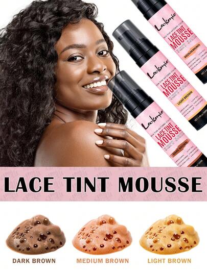 lockmio 100ml (3.4 Fl Oz) Lace Tinting Mousse, Suitable For Hair Extensions, Wigs, Hair Pieces, Waterproof Long-Lasting Styling, Can Be Used For Wig Hairline Coverage, Moisturizing, Knot Tying, Coverage, Color Matching, Quick Drying