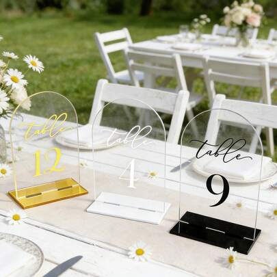 OUTANA 1 قطعة لوحة أرقام الطاولة من الأكريليك لحفل الزفاف والمنزل والأسلوب المعيشي، لافتة أرقام الطاولة بقوس مرآة مقاس 3.93 * 5.9 بوصة مع حامل، لوازم الحفل، حامل أرقام الطاولة مطبوع من 1 إلى 20 باللون الذهبي/الفضي/الأسود، لافتات حفل الاستقبال في الزفاف، لافتات أرقام الطاولة، الحفلات، الفريق، أفضل هدايا المطعم، ديكور الزفاف، ديكور المنزل، ديكور الغرفة، هدايا حفلات الفريق، عيد ميلاد العروس، ديكور عيد الميلاد التخرج، ديكور الفريق، حفلات الباحيلوريت