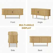 Armario buffet de roble moderno de 47 "con puerta deslizante - Gabinete de almacenamiento lateral para cocina sala de estar entrada diseño medio siglo duradero y elegante - Mango dorado - Ver 7