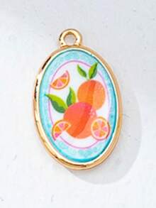 Pingente folheado a ouro com tema de frutas marinhas, ideal para confecção de bijuterias, decoração de colares e pulseiras, acessórios de verão. Inclui conchas, cerejas, peixes, caranguejos, limões e laços. - Multicolorido - Ver 30