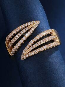1pc Niche Design Devil's Claw Rhinestone Ring, Luxury Open Adjustable Ring, Elegant Commuting Versatile Accessory - Open Ring - View 5