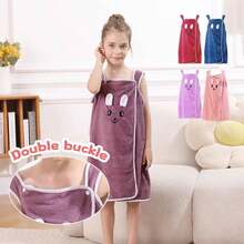 1件可爱卡通儿童浴巾，现代超细纤维卡通动漫女孩浴裙，超紧凑编织浴袍，适合2-8岁儿童 - 彩色 - 查看 2