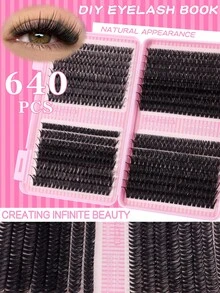 160/648/680/720片D型卷翘假睫毛套装，含胶水、镊子、睫毛刷，适合初学者，大容量睫毛册，可DIY打造不同妆容，浓密蓬松的睫毛可拉长并丰盈双眼，适合日常、婚礼、户外、旅行、晚宴、音乐节等场合，是送给女性的理想礼物。 - 粉色 - 查看 8
