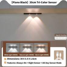 LED Motion-Sensor Cabinet Lights, Motion-Sensor Lights, Night Lights, Decorative Lights, LED Cabinet Lights, 3 Adjustable Color Temperatures, Rechargeable Magnetic Wardrobe Lights. Suitable For Cabinets, Wardrobes, Kitchens, Bedrooms, Closets, Staircases, Hallways, Home Decor, And Portable Lighting. Magnetic Installation, Powered By Lithium Batteries, Entrances Decorative Lighting That Works Indoor And Outdoor. Essential Home Accessory For Kitchens, Bedrooms, And Wardrobes. - 貓眼感應燈 - 查看 13