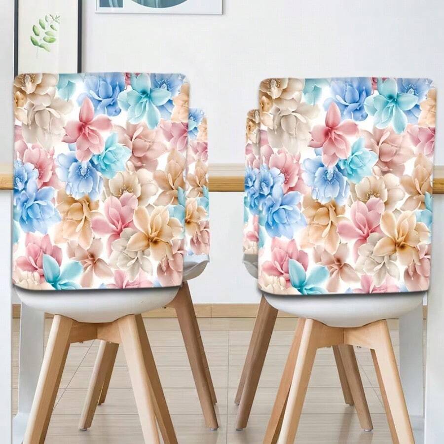 1/2/4/6/8/50 Stück Luxus Stuhlhussen-Set - mit hellem Blumenmuster Design, geeignet für Stuhlrückenlehnen Dekoration, tägliche Sitzdekoration, fleckabweisend, Feiertags-Party Dekoration, Café Stühle und Heim-Dekoration, Küchen-Esszimmertisch und Innenraum-Dekorationszubehör, Essstuhl-Dekoration und Firmenevents