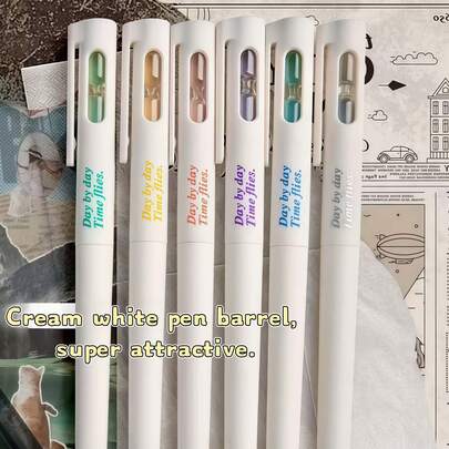 6支装旋转式六色笔 - 0.5毫米笔尖/黑色墨水 - 适用于办公室、学校和家庭使用/课堂奖励 - 返校季/生日/节日礼物