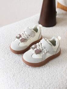1 Pair Baby Girl Soft Bottom Toddler Shoes, Sweet Bow Decor Non-Slip Sneakers - بيج - مشاهدة 2