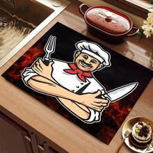 1 st. 2D-platt skyddsöverdrag, spisskydd tryckt av tecknad kock, modernt och lätt att rengöra, lämplig för alla kök, tvättmaskiner, torktumlare, spispanelskydd och glasspisskydd (spisersättning). - Multifärgad - Visa 19