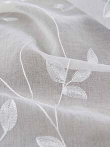 1 pièce Rideau transparent brodé, motif floral, avec poche pour tringle, en fibre de polyester avec protection UV et respirabilité, convient pour le salon, la chambre à coucher, la salle à manger - Blanc - Voir 9