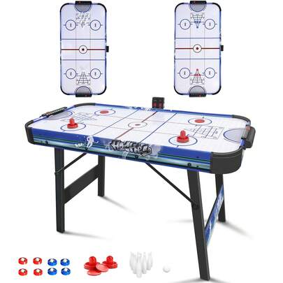  HLC 4FT Air Hockey Table Foldable Powered Electronic Hockey Game Table With Shuffleboard,Bowling Indoor With All Accessories
