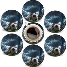 6/120pcs 2D Printed Football Sports Event Design Round PET Coasters, Suitable For Yard, Kitchen, Living Room, Family Gathering Tabletop Decor, Gift For Friends And Family On Holidays, Suitable For Valentine's Day, Wedding, Birthday Party Home Decor Accessories, Best Gift For Friends - Multicolor - View 7