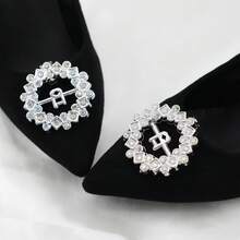 2个简约奢华水钻圆形ABS可拆卸鞋扣 - 銀色 - 查看 2