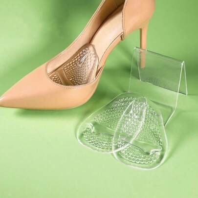 Silicone Forefoot Pad, Women's Self-Adhesive Half Size Insole, Prevents Foot Pain & Slipping For High Heels And Sandals, Shoe Size Reducer