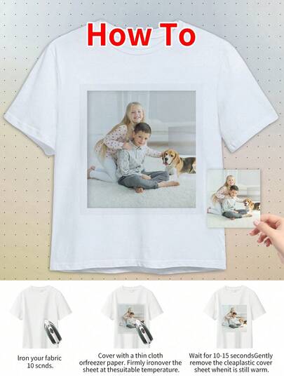 1pc Customizable Heat Transfer Patch, Personalize With Photo/Text/Graphics, Suitable For T-Shirt Heat Transfer, DTF Heat Transfer Film Can Be Pressed Anytime, Multi-Functional Durable Decor For Tea Room, Home, Garden, Office, Suitable For Anniversary And Other Occasions