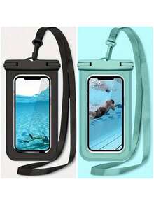 1 pieza Funda impermeable transparente y elegante para teléfono, de material plástico grueso y de alta calidad, con pantalla táctil sensible, ligera y portátil para buceo, natación, playa, cruceros, fiestas en la piscina, viajes al aire libre y esenciales de verano. Estuche impermeable perfecto para la mayoría de los teléfonos móviles, ideal como regalo de Año Nuevo o Día de San Valentín - Multicolor - Ver 2