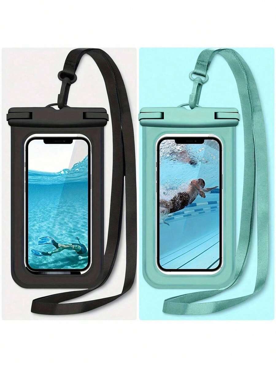 1 pieza Funda impermeable transparente y elegante para teléfono, de material plástico grueso y de alta calidad, con pantalla táctil sensible, ligera y portátil para buceo, natación, playa, cruceros, fiestas en la piscina, viajes al aire libre y esenciales de verano. Estuche impermeable perfecto para la mayoría de los teléfonos móviles, ideal como regalo de Año Nuevo o Día de San Valentín